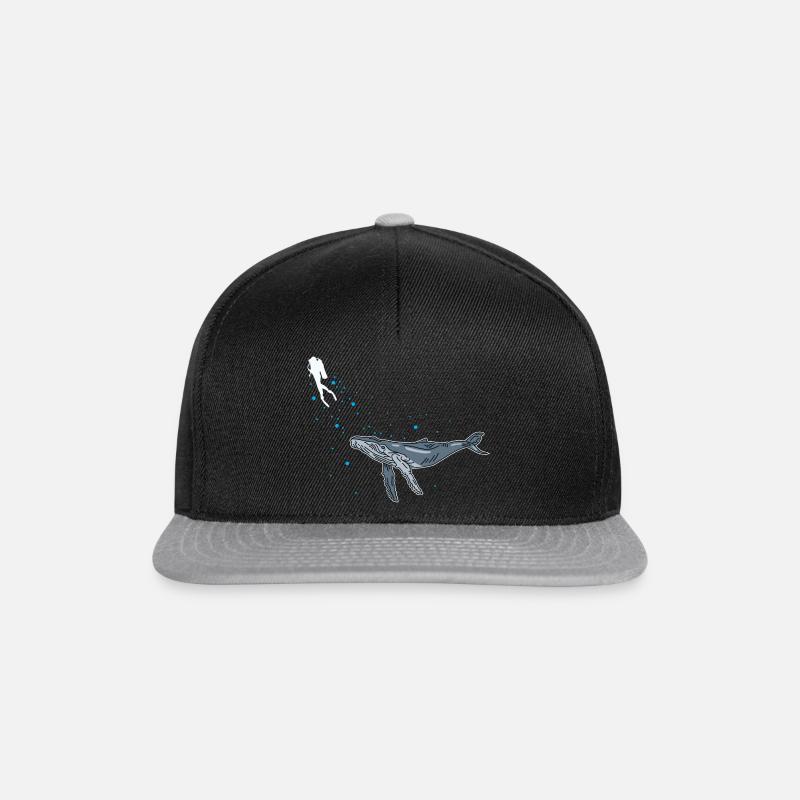 Tauchen mit Walhai - Snapback Cap - Schwarz/Grau