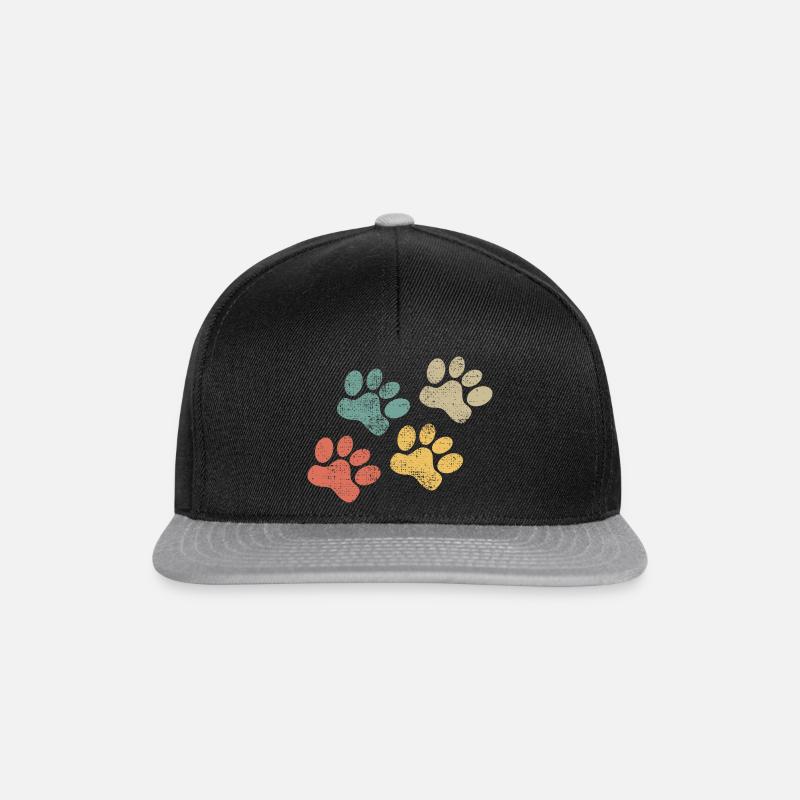 Pet Paw Retro Paw Cat Dog - Snapback Cap - black/grey
