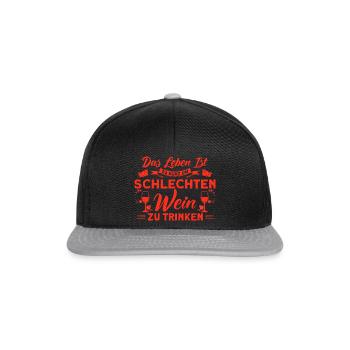Wein Weinliebhaber Weintrinker Weinfest Geschenk - Snapback Cap - Schwarz/Grau - Vorne