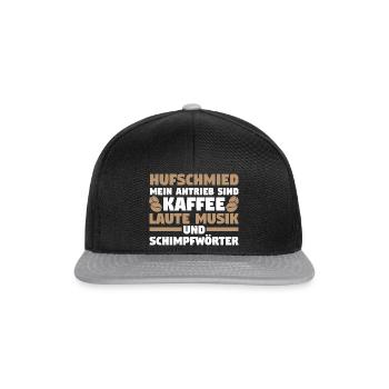 Hufbeschlagschmied Kaffee Pferdeschmied Hufschmied - Snapback Cap - Schwarz/Grau - Vorne