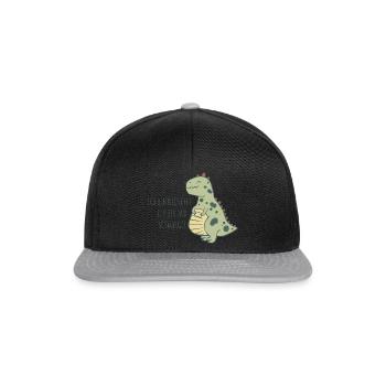Fetter schwangerer Dinosaurier - Snapback Cap - Schwarz/Grau - Vorne