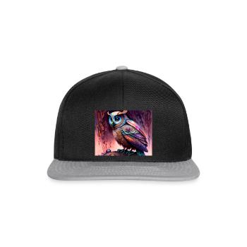 Eule - Snapback Cap - Schwarz/Grau - Vorne