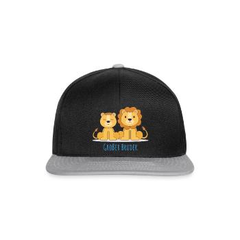 Baby-Löwe "Großer Bruder" - Snapback Cap - Schwarz/Grau - Vorne