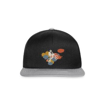 Motocross Retro Motorcycle Splashes of Color - Snapback Cap - black/grey - Front