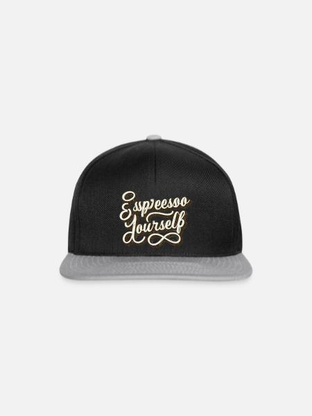 Espressoo Yourself" Kaffee-Liebhaber T-Shirt - Snapback Cap - Schwarz/Grau