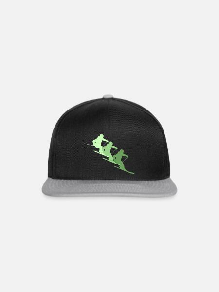 Skifahrer grün/ Ski - Snapback Cap - Schwarz/Grau