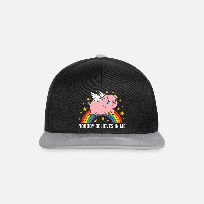 Sad pig on rainbow - Snapback Cap - black/grey