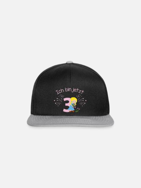 3. Geburtstag Mädchen - Snapback Cap - Schwarz/Grau