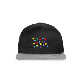 Bunte Punkte, Happy Dots - Snapback Cap - Schwarz/Grau - Vorne