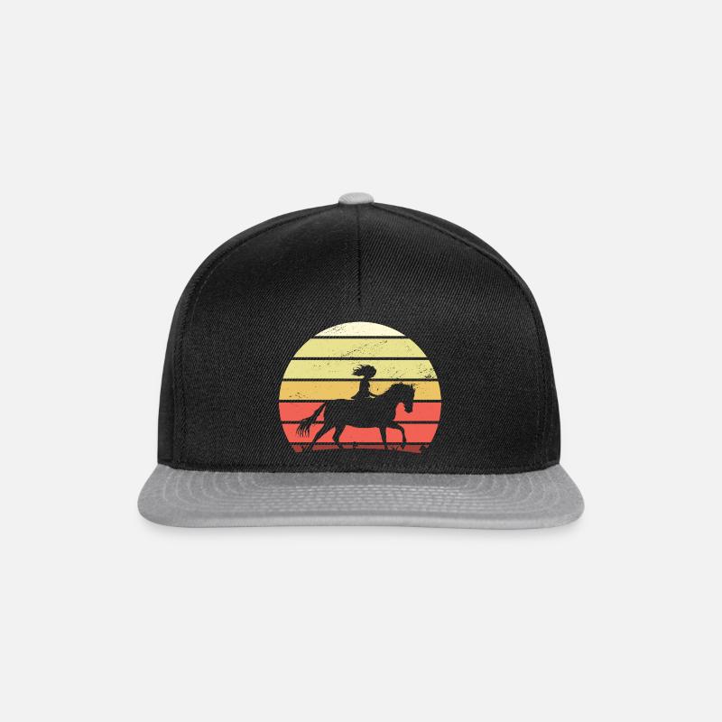 Ragazze Cavallo Indietro Equitazione Retro - Snapback Cap - nero/grigio