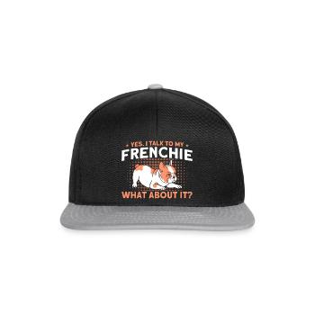 Frenchie Bulldogge Französische Bulldogge Geschenk - Snapback Cap - Schwarz/Grau - Vorne