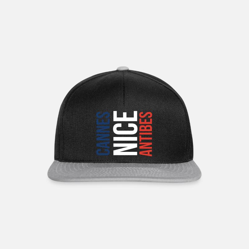 Cannes Nice Antibes (Südfrankreichgeschenk) - Snapback Cap - Schwarz/Grau