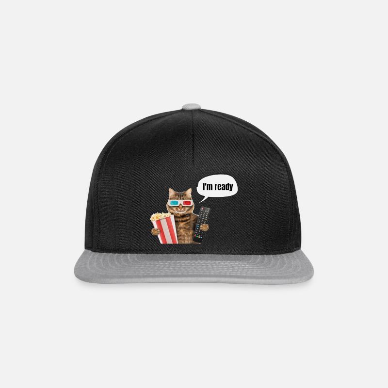 Funny cat ready for cinema day funny animals - Snapback Cap - black/grey