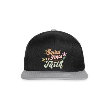 Gerettet durch Gnade - Snapback Cap - Schwarz/Grau - Vorne