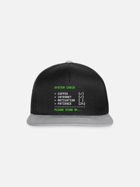 System Check – IT Admin Terminal Design - Snapback Cap - Schwarz/Grau