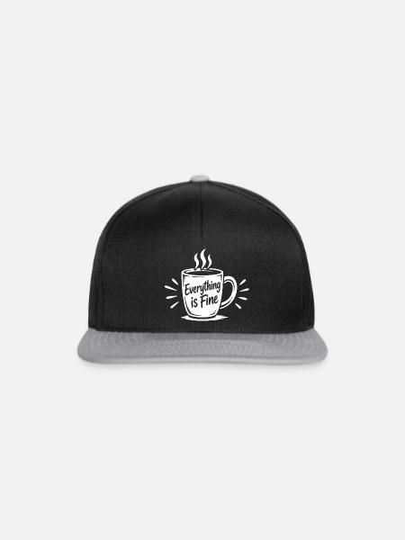 EVERYTHING IS FINE Büro Spruch - Snapback Cap - Schwarz/Grau