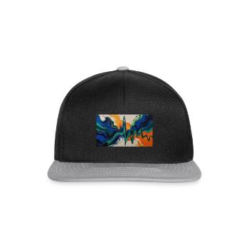 Gesticktes Design auf der Vorderseite - Snapback Cap - Schwarz/Grau - Vorne
