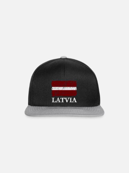Lettland - Flagge - Banner - Fahne - Flag - Snapback Cap - Schwarz/Grau