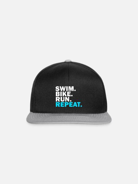 Triathlon - SWIM BIKE RUN REPEAT - Snapback Cap - Schwarz/Grau