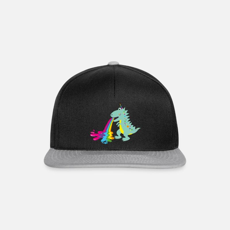 dinosaur, puking dinosaur horn, dinosaur, comic - Snapback Cap - black/grey