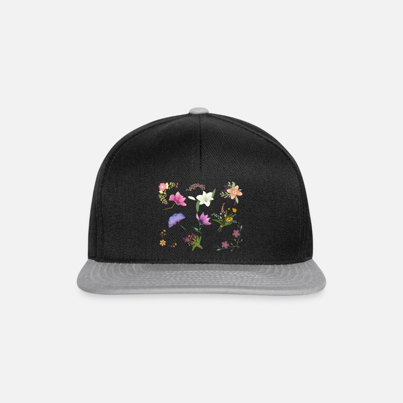 Floral pattern - Snapback Cap - black/grey