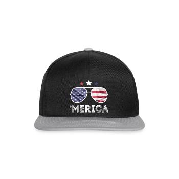 4th of July American Flag Sunglasses USA Merica - Snapback Cap - black/grey - Front