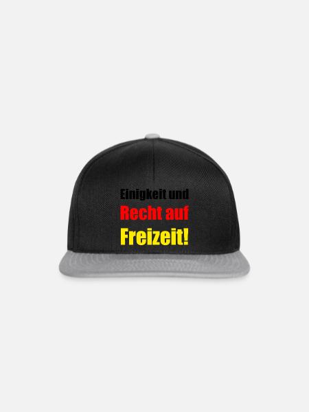 Einigkeit und Recht auf Freizeit! - Snapback Cap - Schwarz/Grau