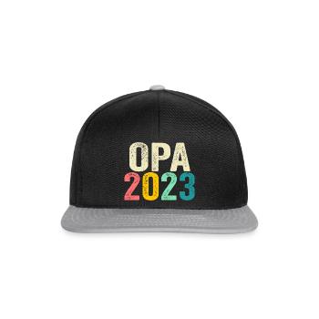 Großvater 2023 Schwanger Werdender Opa - Snapback Cap - Schwarz/Grau - Vorne