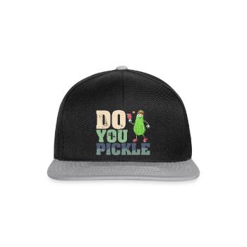 Pickle Gurke Pickelball Schläger Lustig - Snapback Cap - Schwarz/Grau - Vorne