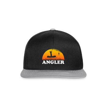 Angler Sonnenuntergang Motiv Zubehör Geschenk Mann - Snapback Cap - Schwarz/Grau - Vorne