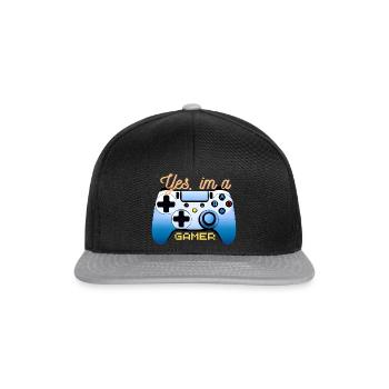 Yes, im a gamer. - Snapback Cap - Schwarz/Grau - Vorne