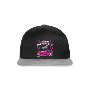 Islandpferd Isländer nicht klein Reitspruch Shirt - Snapback Cap - Schwarz/Grau - Vorne