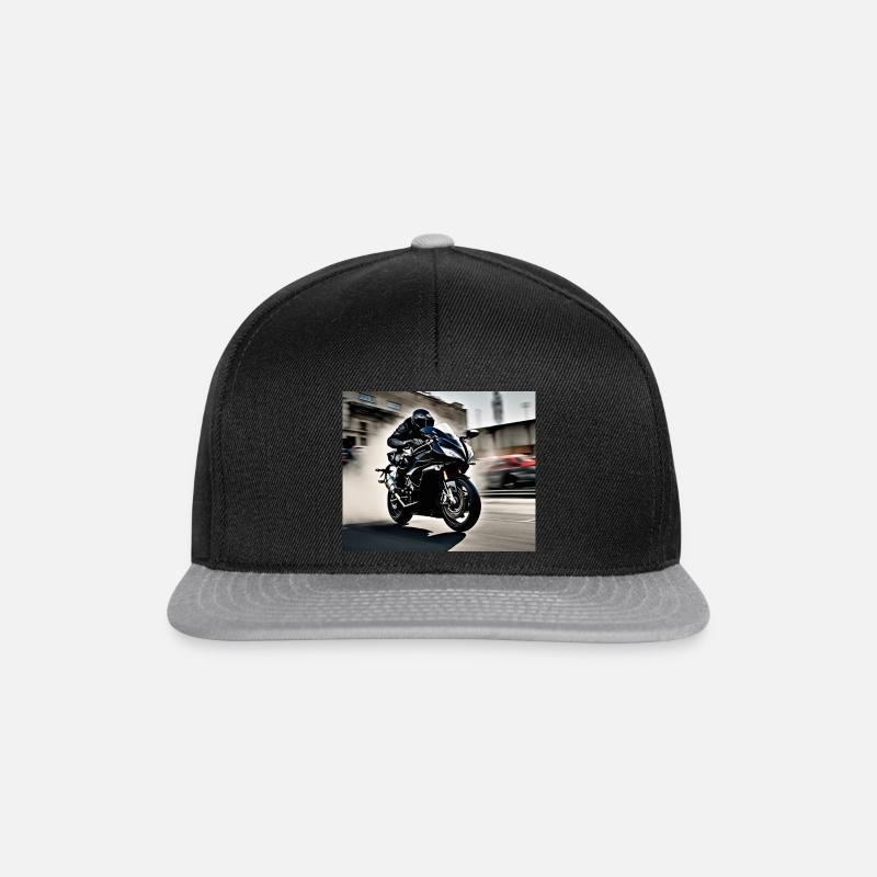 Sportmotorradfahrer - Snapback Cap - Schwarz/Grau