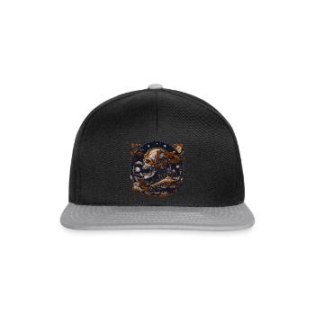 Totenschädel mit Planeten - Snapback Cap - Schwarz/Grau - Vorne