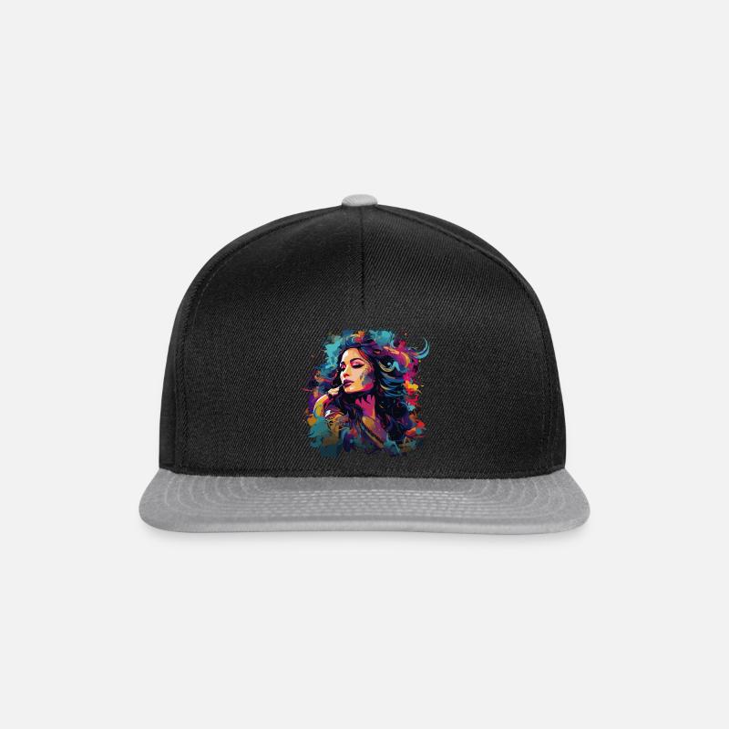 Frau mit Lippenstift - Snapback Cap - Schwarz/Grau