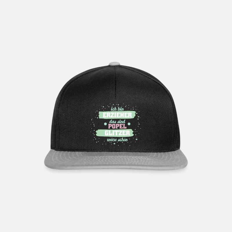 Bin Erzieher das ist kein Glitzer das sind Popel - Snapback Cap - Schwarz/Grau