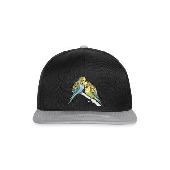 wellensittiche paar kuessend - Snapback Cap - Schwarz/Grau - Vorne