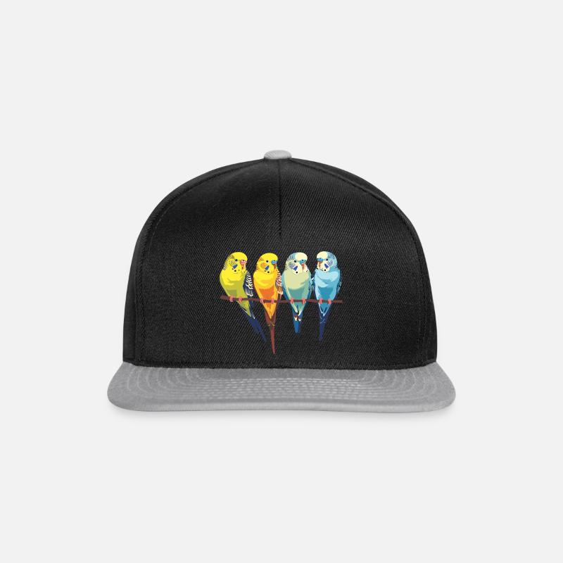 Budgie, budgies on a perch - Snapback Cap - black/grey