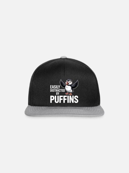 Easily Distracted By Puffins Lustiger - Snapback Cap - Schwarz/Grau