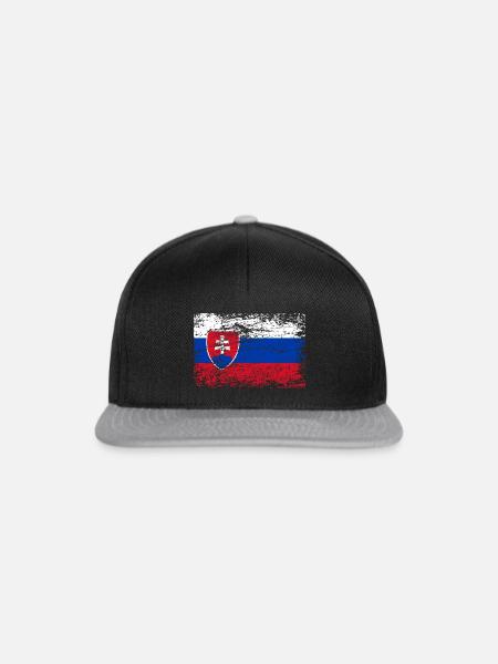 Slowakei Flagge Used Look - Snapback Cap - Schwarz/Grau