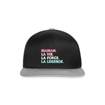 Maman la vie la force - Casquette snapback - noir/gris - Devant