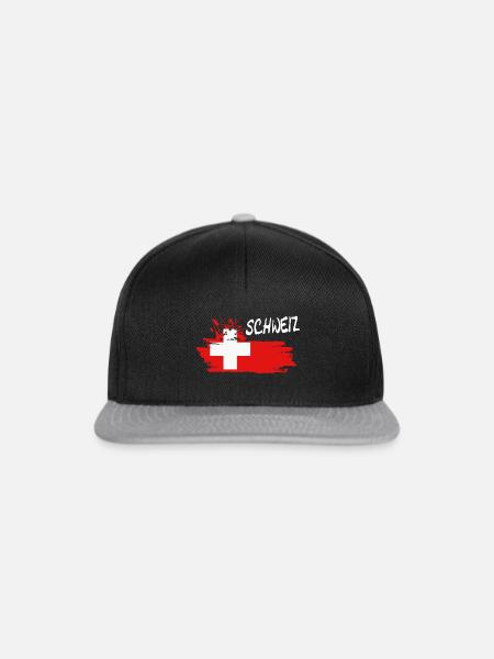 Schweiz Swiss Switzerland - Snapback Cap - Schwarz/Grau
