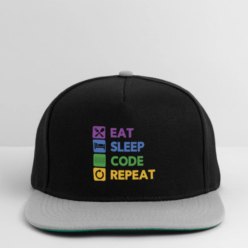 Eat Sleep Code Repeat Coder Programmer Software De Snapback Cap