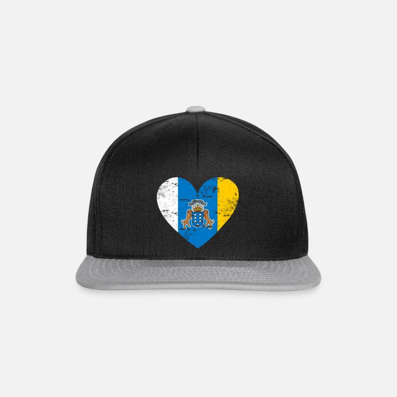 Canary Islands Flaggenherz - Snapback Cap - Schwarz/Grau