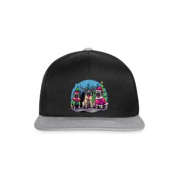 Weihnachtsmann Elfe Rentier - Mops Liebhaber - Snapback Cap - Schwarz/Grau - Vorne