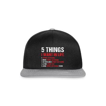 Sport 5 Things I Want In Life Sprint Car Racing - Snapback Cap - Schwarz/Grau - Vorne