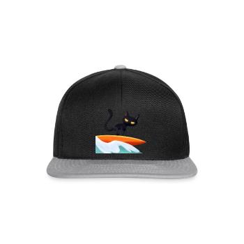 surfing cat - Snapback Cap - Schwarz/Grau - Vorne
