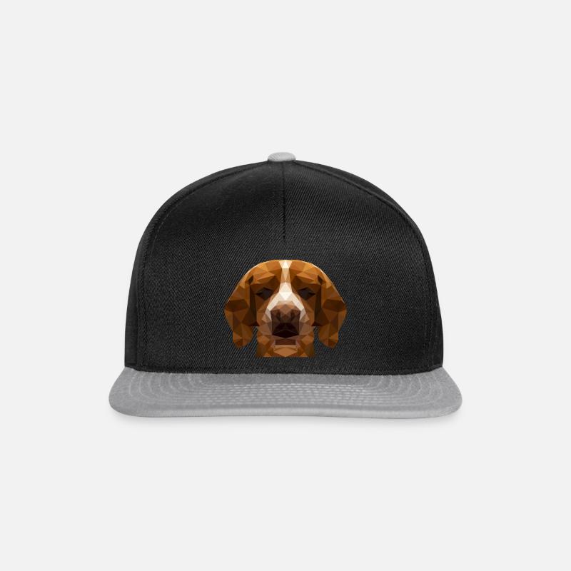 Beagle Dog Polygon - Snapback Cap - black/grey