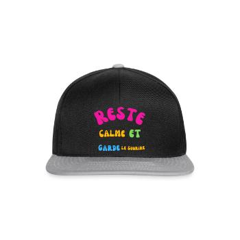 RESTE CALME ET GARDEZ LE SOURIRE - Casquette snapback - noir/gris - Devant