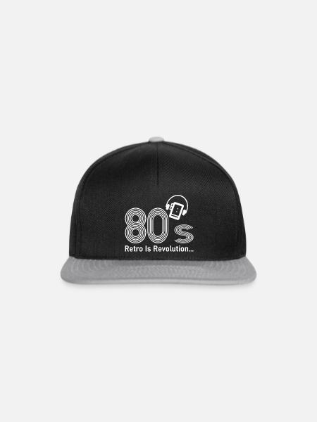 80er Jahre - Snapback Cap - Schwarz/Grau